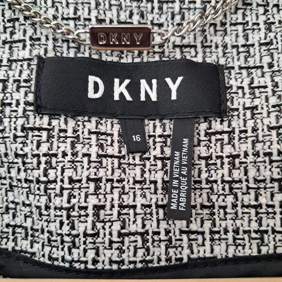 DKNY Women's Business Plus size Fringe Trim Tweed style zipper blazer size 16 - Picture 7 of 9